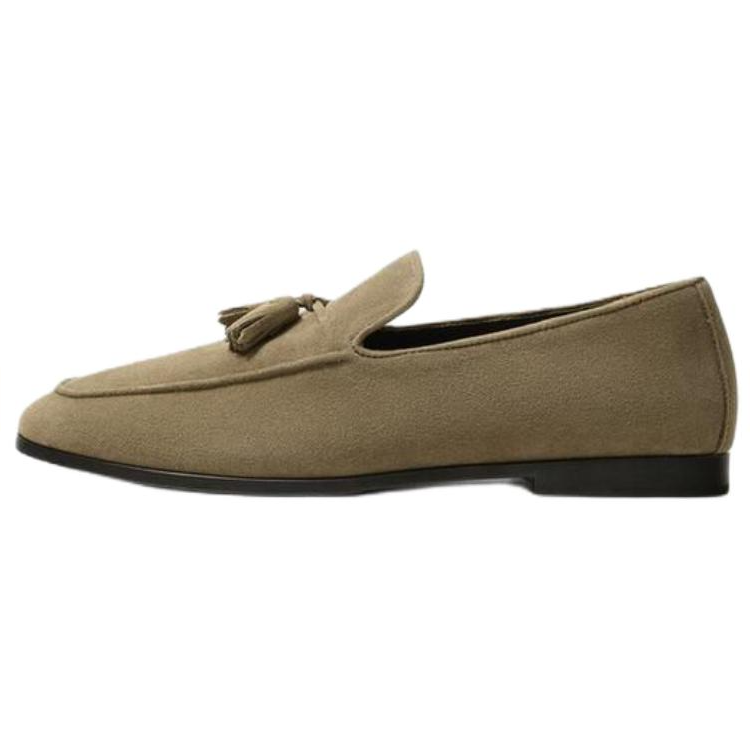 ZARA Cow Leather Loafers Men's Taupe