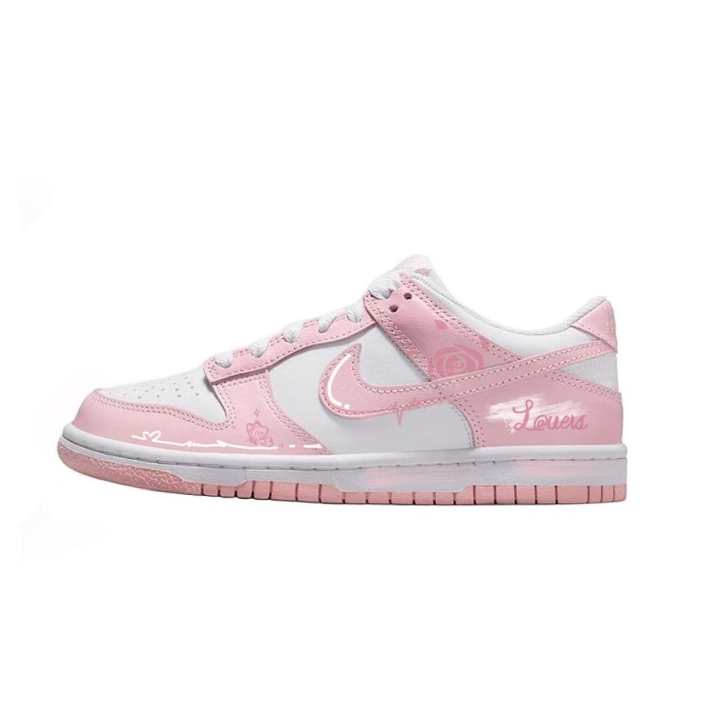 Nike Nike Dunk Sweet Berry Bubble Leather Abrasion Resistant Slip Resistant Low top Skateboard Shoes Pink Unisex