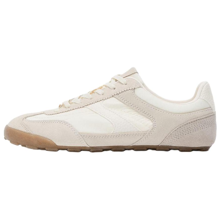 ZARA Cow Leather Low top Casual Shoes Women's Light Beige Yellow