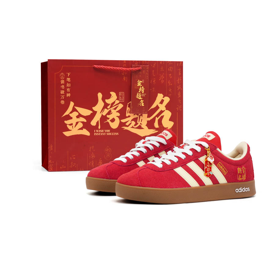 Adidas Adidas Vl Court Classic Slip Resistant, Abrasion Resistant, Lightweight Low top German Army Trainers Unisex Red