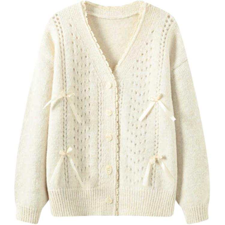 VENICEW Knitwear Women's V Neck Moderate Cardigan