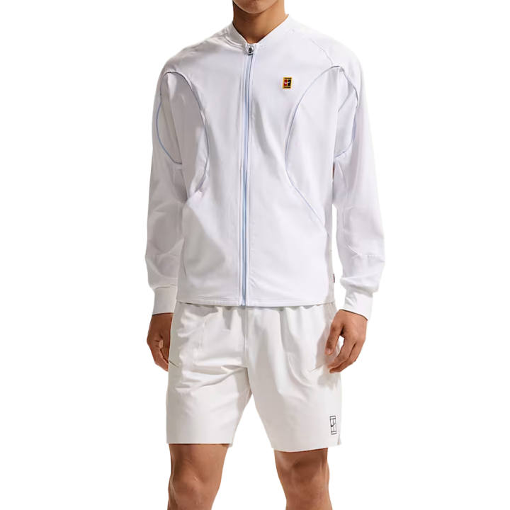 Nike Nike Dri Fit Tennis Tops Men's White Stand Collar Moderate
