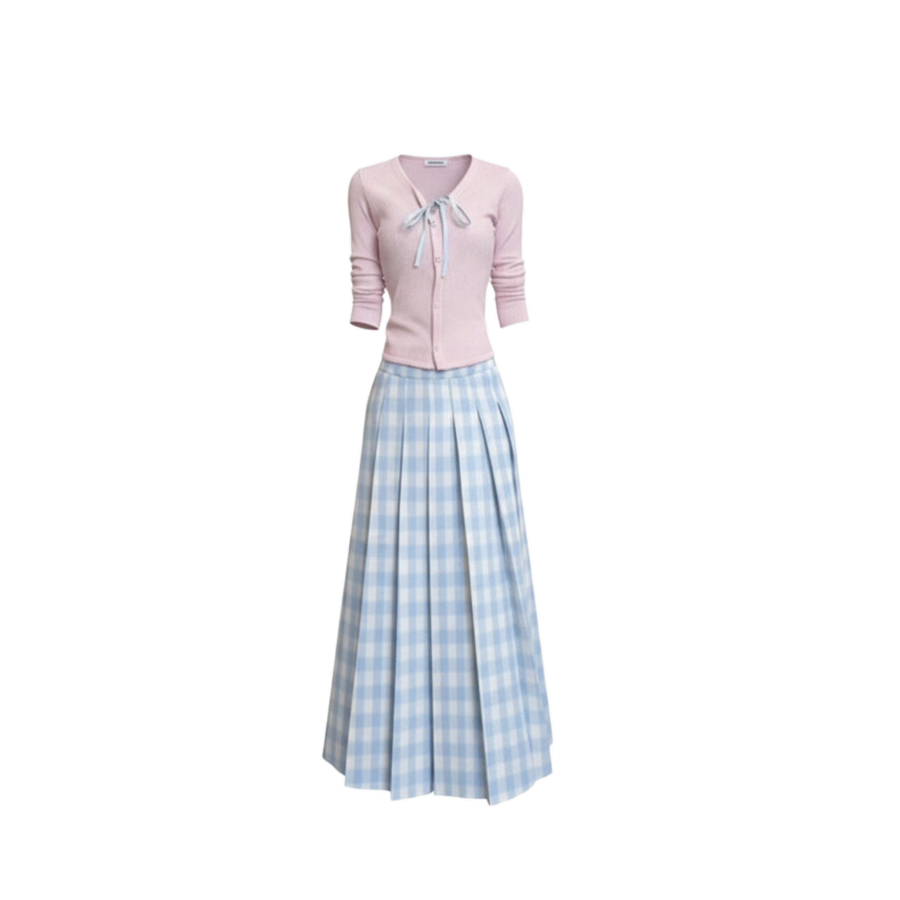 Sugarfunk Two Piece Skirt Sets Women's Lace Up Moderate Long