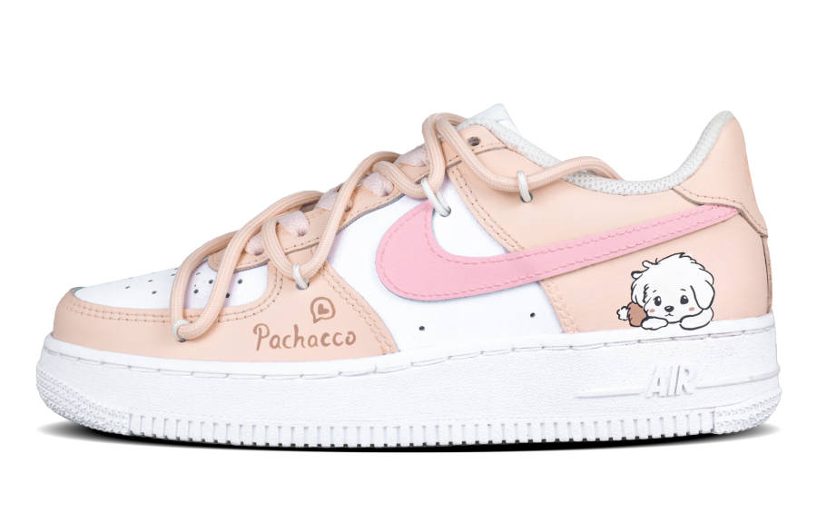 Nike Nike Air Force 1 Puppy Curl Cushioning Abrasion Resistant Slip Resistant Low top Skateboard Shoes Women's Pink White