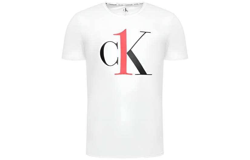 Calvin Klein T Shirts Men's White Crew Neck Moderate Straight Fit