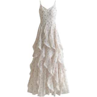 CHARM GLOW Slip Dresses Women's White V Neck Thin Long