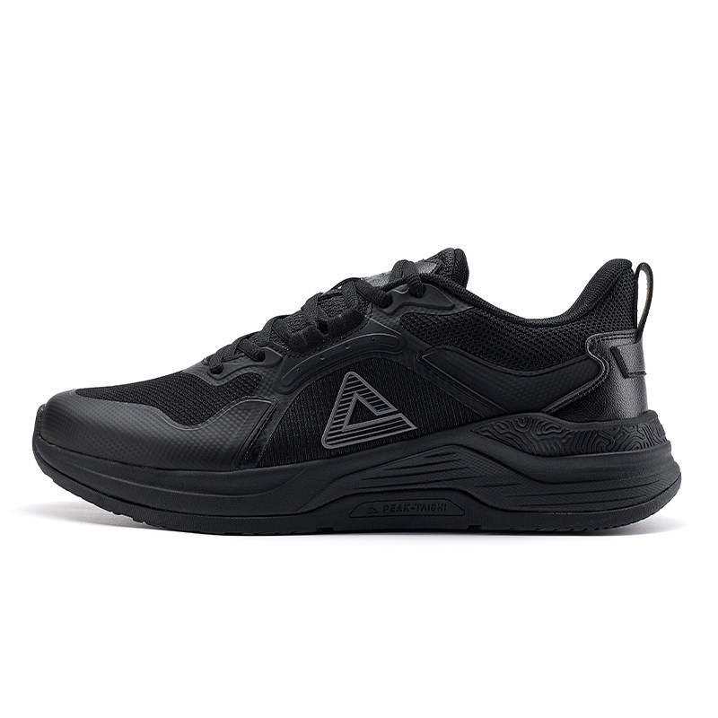 PEAK Canvas Cushioning Anti Rollover Rubber Running Shoes Women's All Black