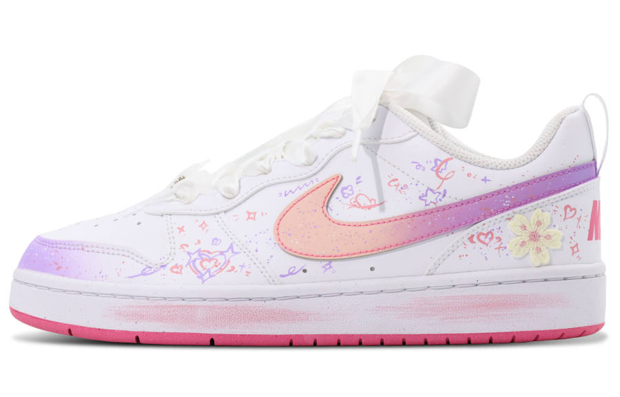 Nike Nike Court Borough Synthetic Leather Low top Skateboard Shoes Women's White Pink
