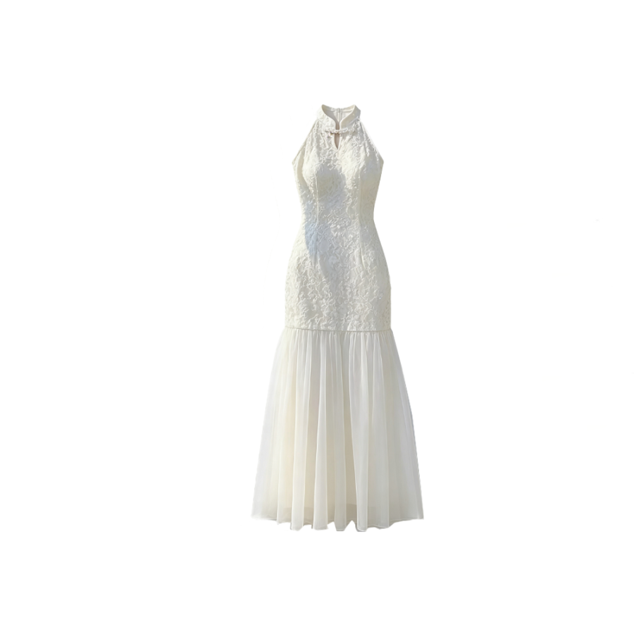 CPAURA Sleeveless Dresses Women's Image Color Halter Moderate Long Skirt A Line Skirt