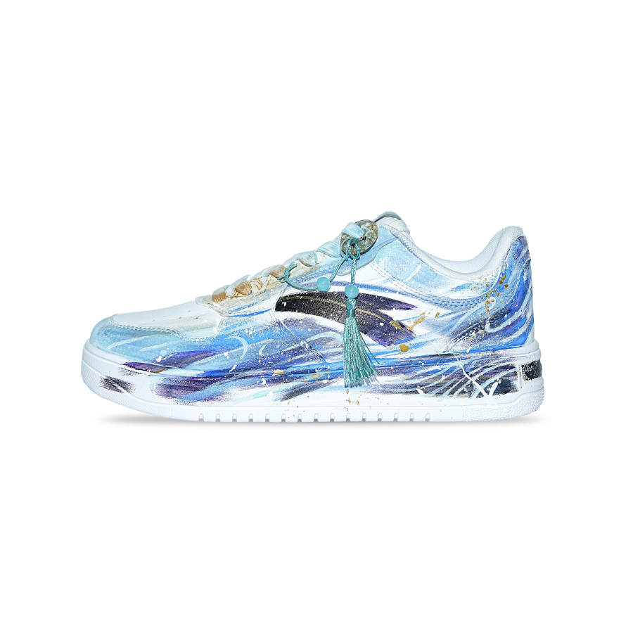 Anta Easy Synthetic Leather Cushioning Abrasion Resistant Slip Resistant Low top Skateboard Shoes Unisex White Blue