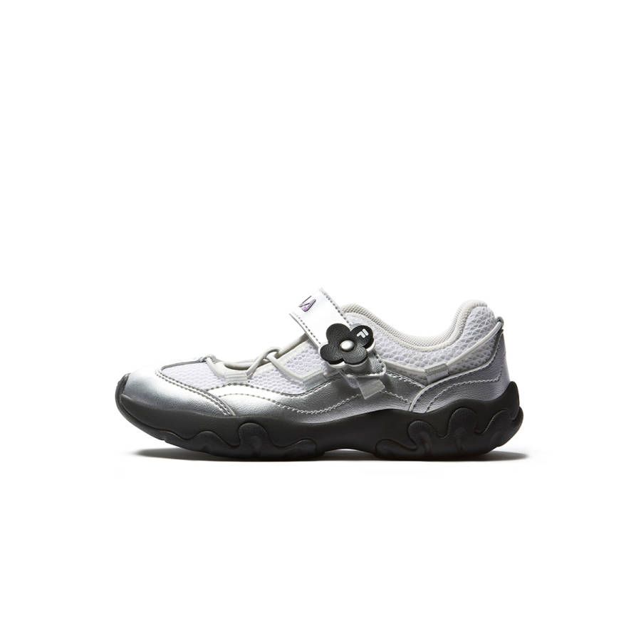 FILA KIDS Heritage FHT Textile, Synthetic Leather Slip Resistant And Breathable Casual Shoes FILA White/Space Silver