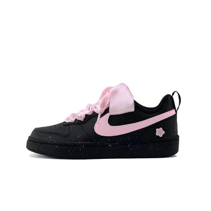 Nike Nike Court Borough Starfall Ink Synthetic Leather Slip Resistant Abrasion Resistant Low top Skateboard Shoes Black Pink