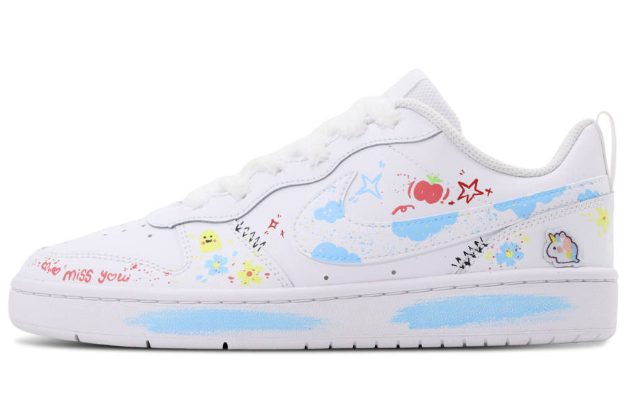 Nike Nike Court Borough Leather Low top Kids' Skateboarding Shoes White Teenagers