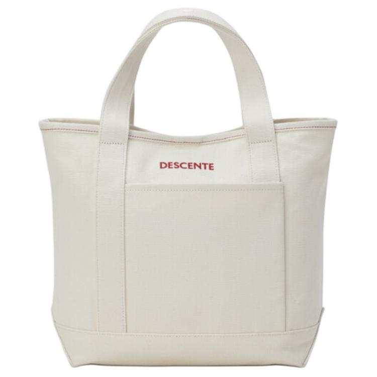 DESCENTE DESCENTE Canvas Handbag Medium Unisex Ivory White