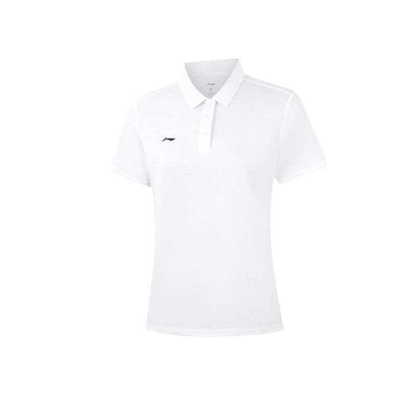 Li-Ning Li Ning Polo Shirts Women's White Polo Collar Moderate Straight Fit
