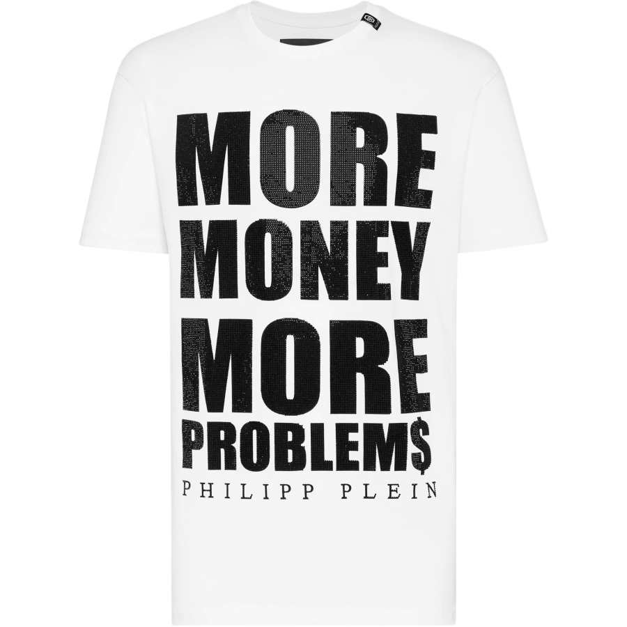 PHILIPP PLEIN T Shirts Men's White Crew Neck Moderate Straight Fit