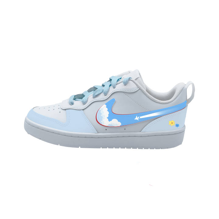 Nike Nike Court Borough Low 2 Flight Journal Leather Lightweight Low top Skateboard Shoes Unisex White Blue