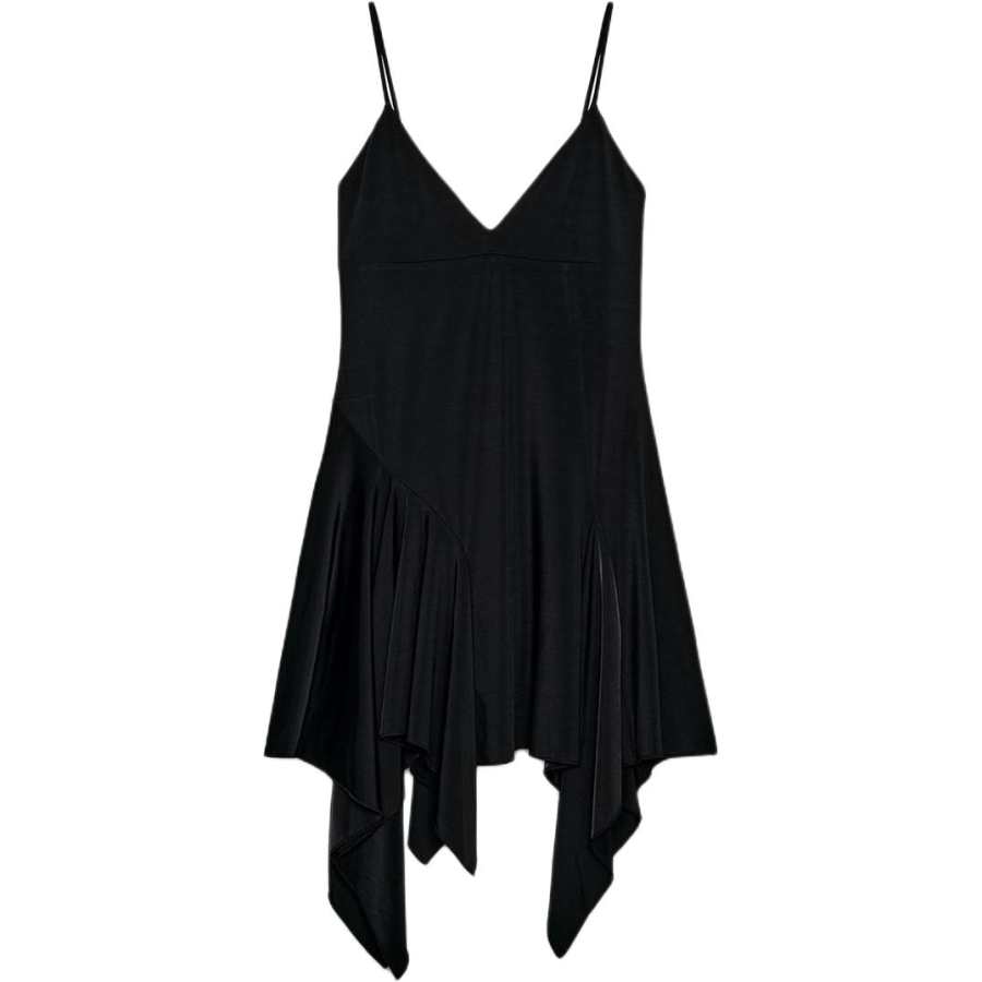 ZARA Slip Dresses Women's Black V Neck Moderate