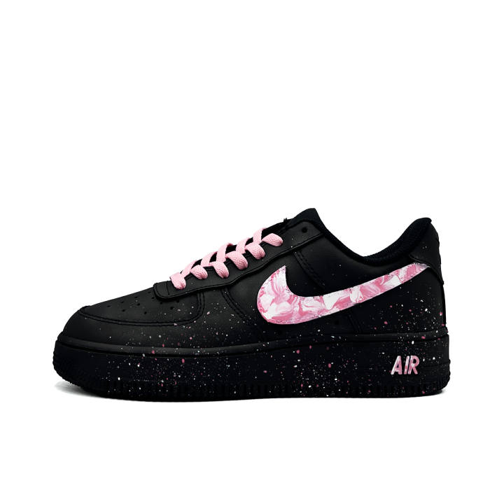 Nike Nike Air Force 1 Cherry Blossom Lan Leather Abrasion Resistant Low top Skateboard Shoes Unisex Black Pink