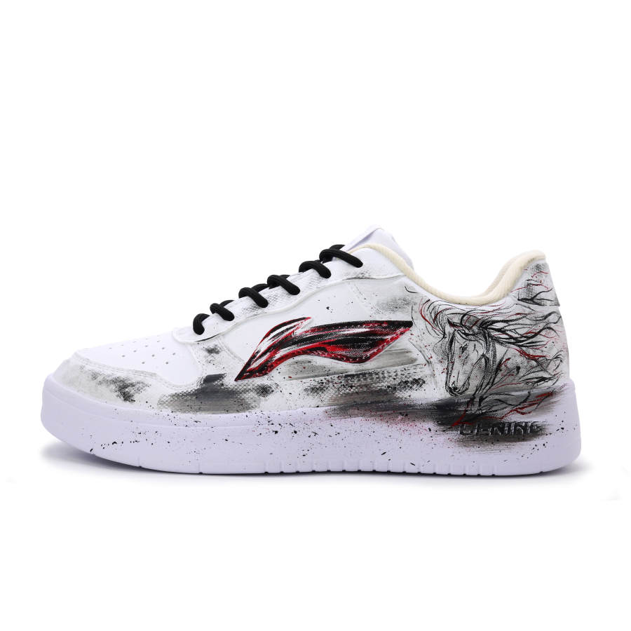Li-Ning Li Ning Floating Boat Red Horse Ink Stain Abrasion Resistant Lightweight Breathable Low top Skateboard Shoes Unisex