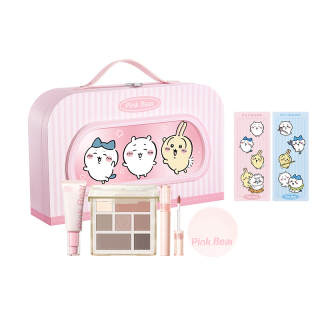Pink Bear x Chiikawa Cute Pet Design Luggage Box Lipstick Liquid Lipstick Eye Shadow Makeup Set Easy to blend