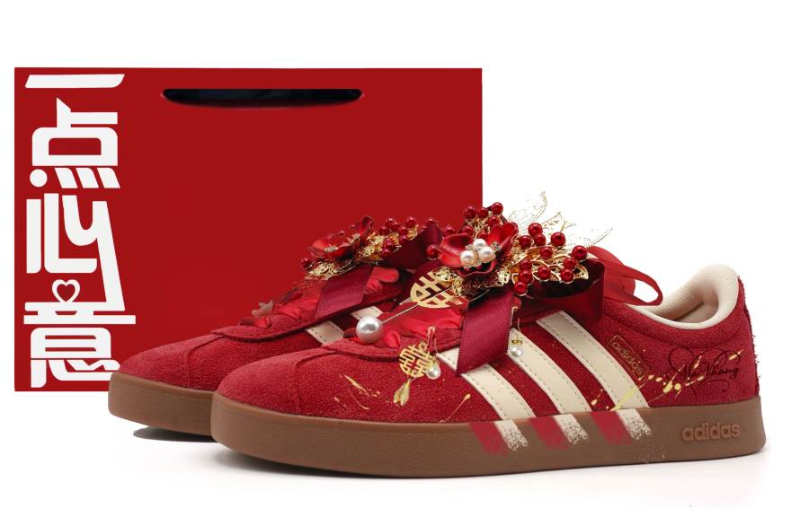 Adidas Adidas Vl Court Classic JINXIFAHUA Wedding Shopping Bag Low top German Army Trainers Unisex Red
