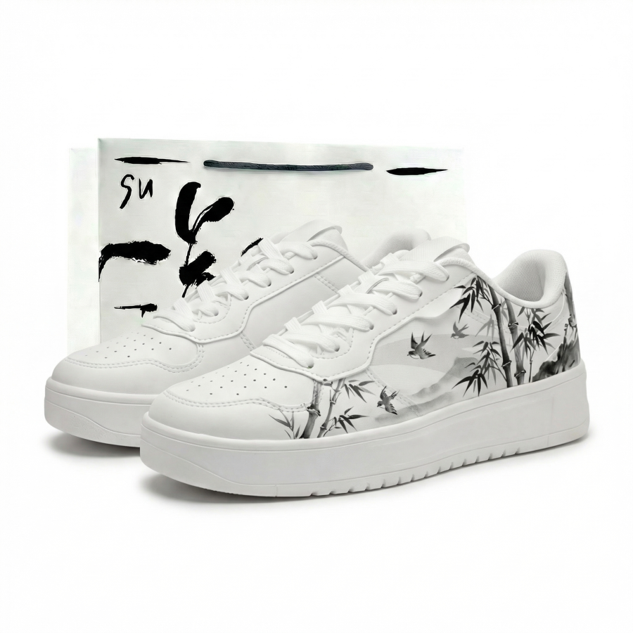 Anta Ink Hidden Synthetic Leather Slip Resistant Low top Skateboard Shoes Unisex White