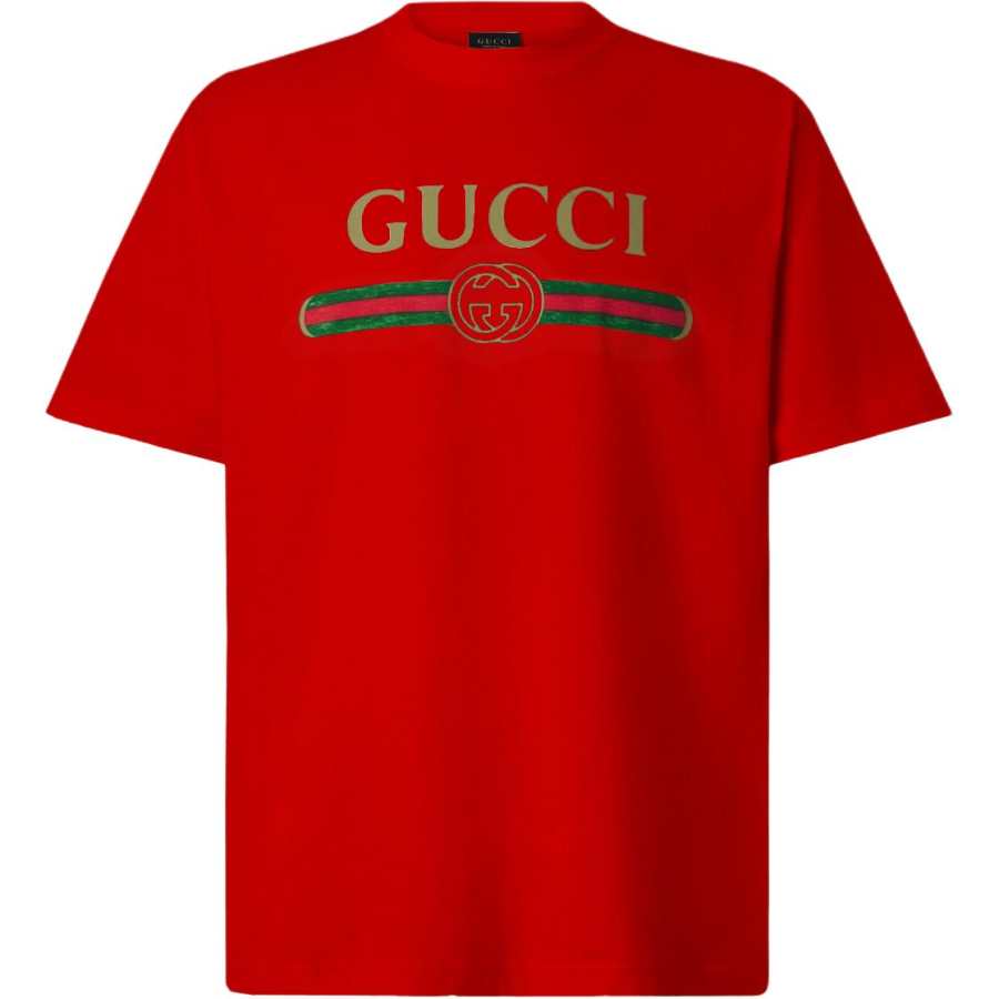 GUCCI T Shirts Men's Red Crew Neck Moderate