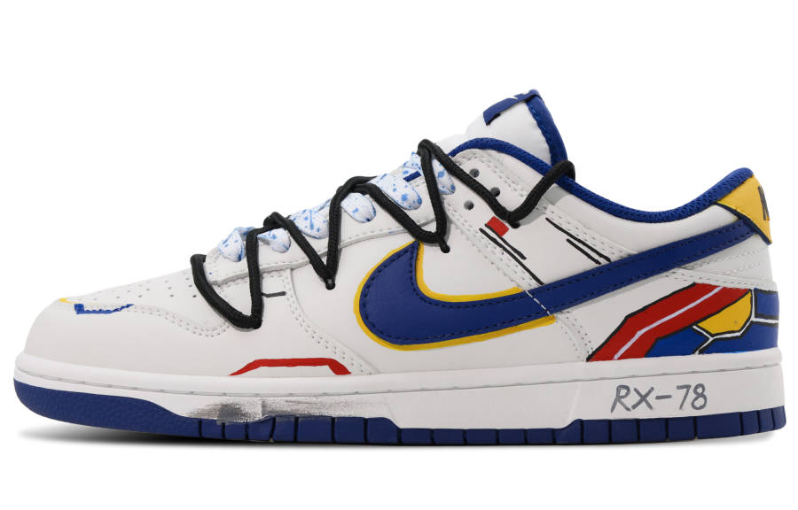 Nike Nike Dunk Abrasion Resistant Lightweight Slip Resistant Low top Skateboard Shoes Men's White Blue