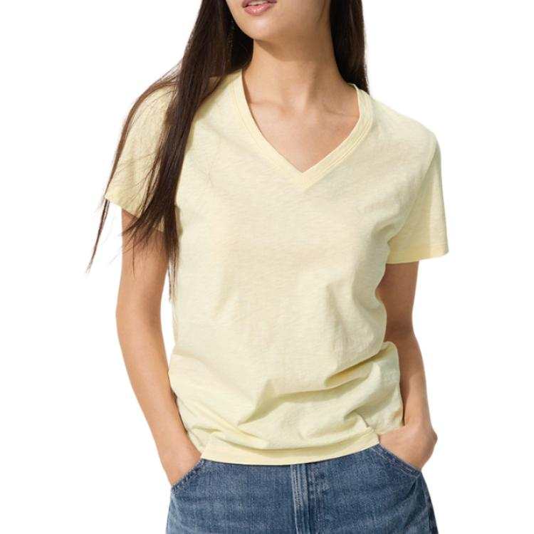 UNIQLO T Shirts Women's Cream V Neck