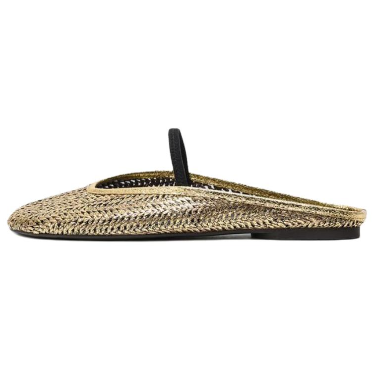 ZARA No Special Function Closed Toe Slippers Women's Gold