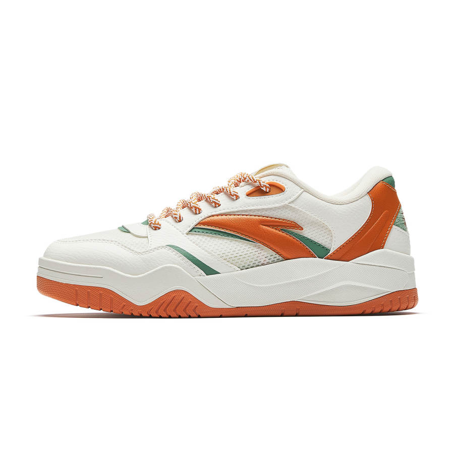 Anta Wave Shoe Low top Skateboard Shoes Women's Ivory White/Mud Gold Orange/Post Rain Green
