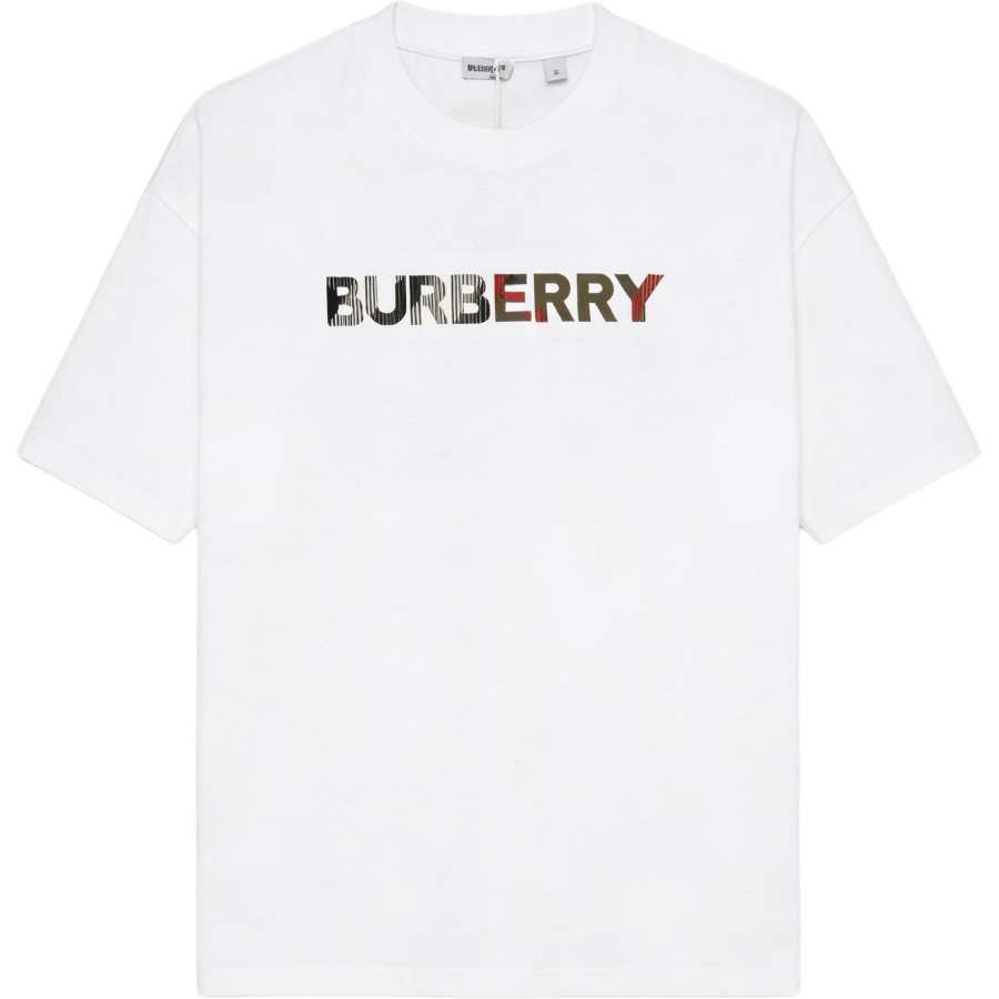 Burberry T Shirts Men's White Crew Neck Moderate Straight Fit