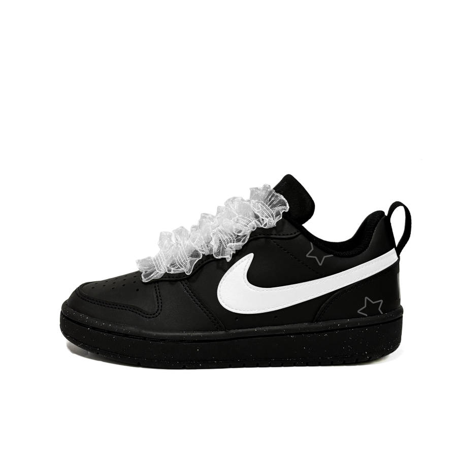 Nike Nike Court Borough Stars Sparkle Synthetic Leather Abrasion Resistant Slip Resistant Low top Skateboard Shoes Black