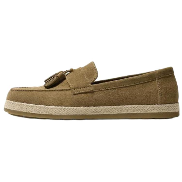 ZARA Cow Leather Loafers Men's Beige