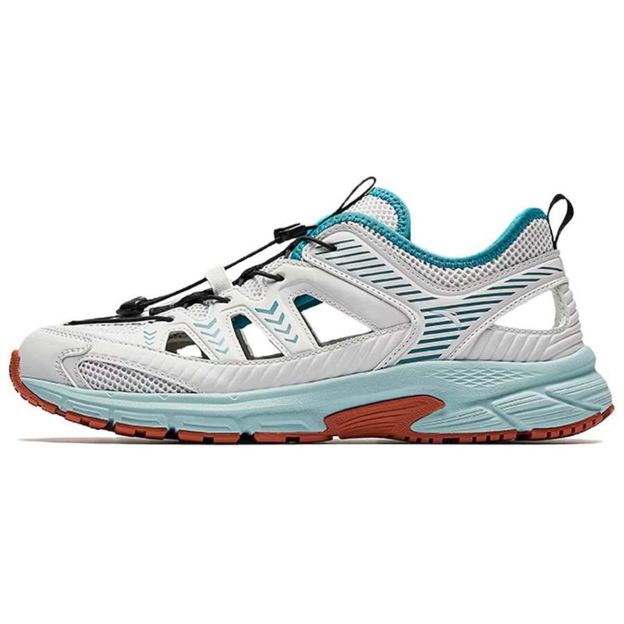 Anta Textile, Synthetic Leather Slip Resistant And Breathable River Trekking Shoes Men's Gray Green