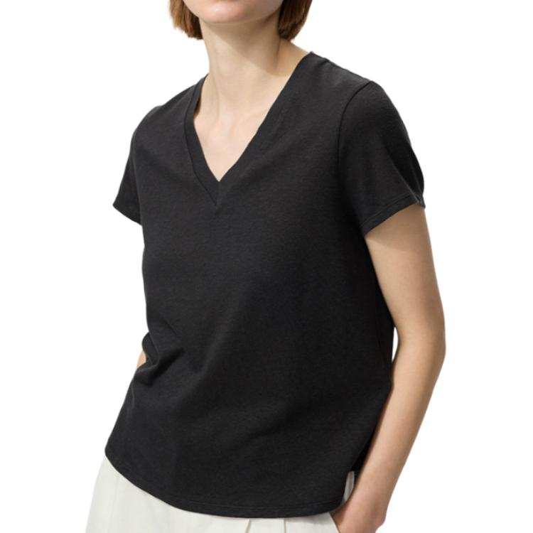 UNIQLO T Shirts Women's Black V Neck
