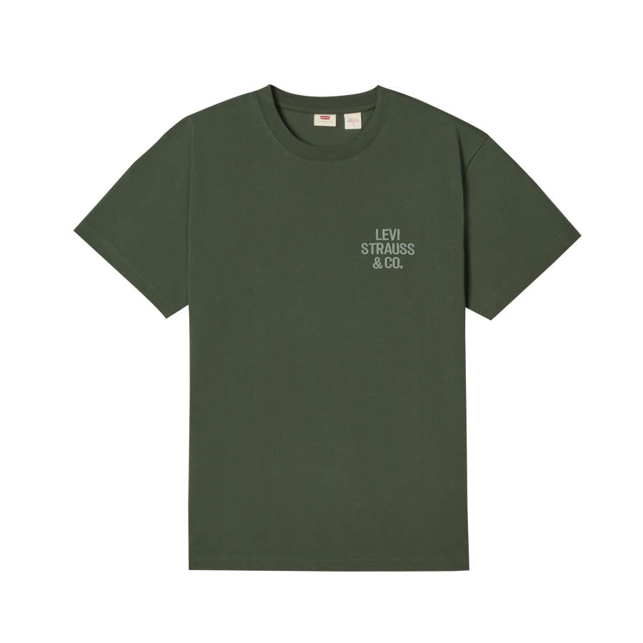 Levis T Shirts Unisex Army Green Crew Neck Straight Fit
