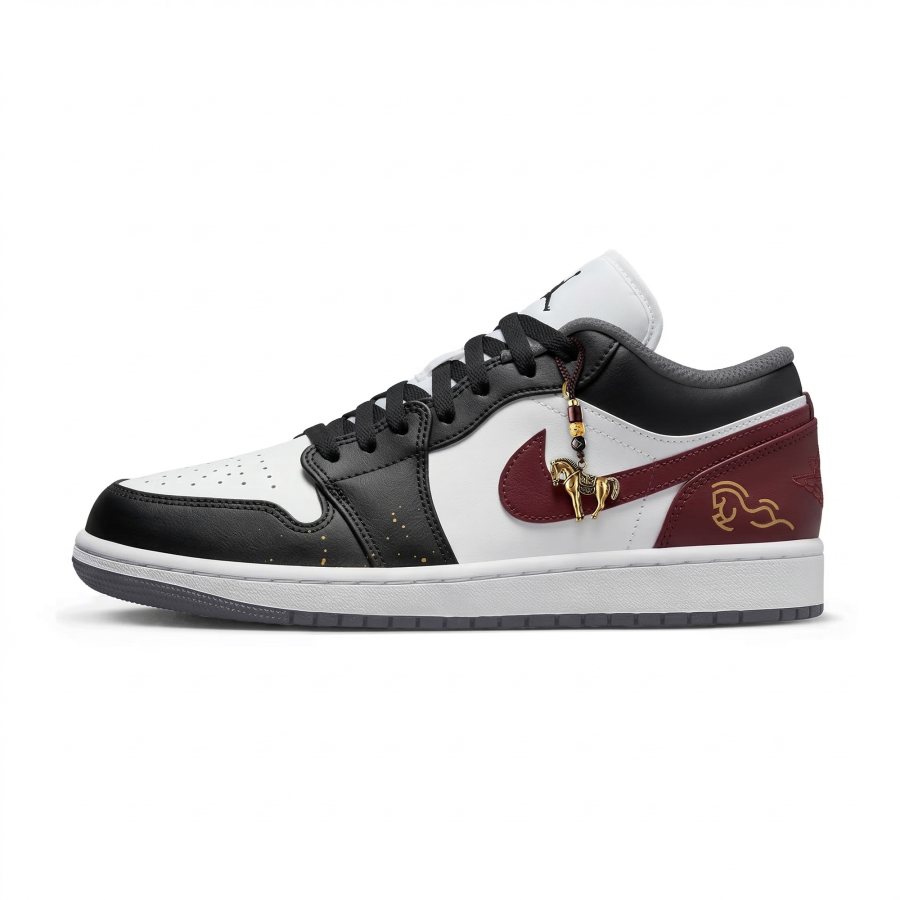 Jordan Jordan Air Jordan 1 Lemon Joy Abrasion Resistant Low top Children's Basketball Shoes Black Red Unisex