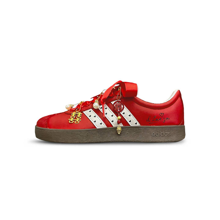 Adidas Adidas Vl Court Classic Tower Rabbit Lightweight Low top Skateboard Shoes Unisex Red White