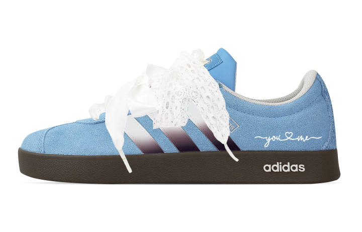 Adidas Custom Adidas VL COURT 2.0 Dusty Blue Lace Low top German Army Trainers Unisex Blue