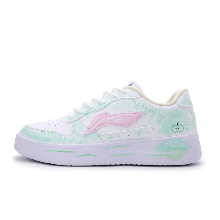 Li-Ning Li Ning Floating Boat Lime Apple Lightweight Breathable Low top Skateboard Shoes Women's White Green