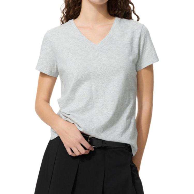 UNIQLO T Shirts Women's Gray V Neck