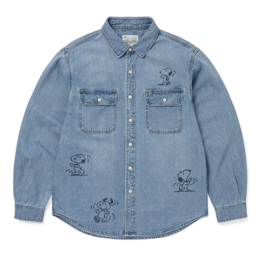 Thisisneverthat x PEANUTS SS26 Denim Shirt Blue Shirt Unisex