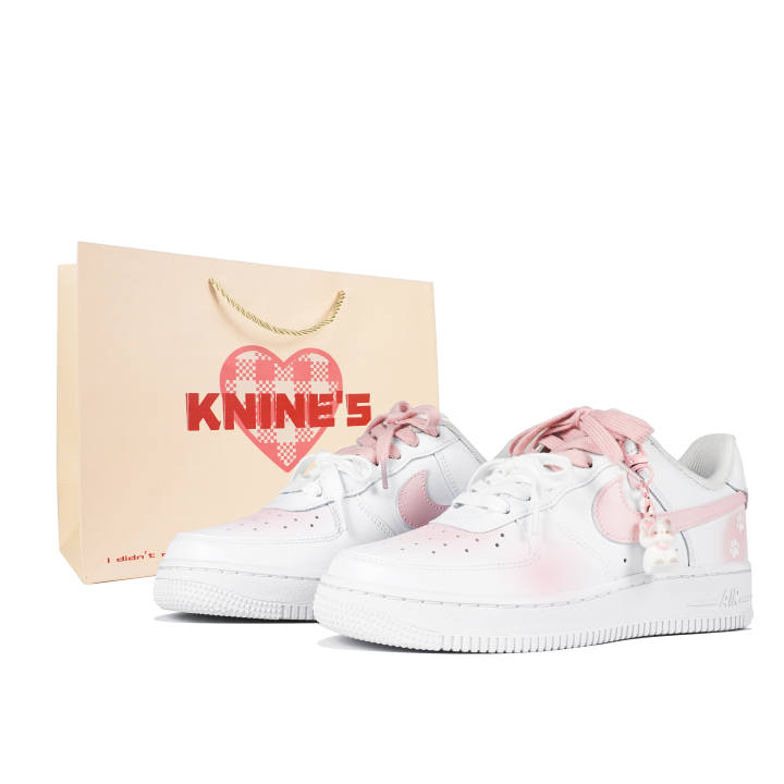 Nike Nike Air Force 1 Low top Skateboard Shoes Women's Beige White Pink