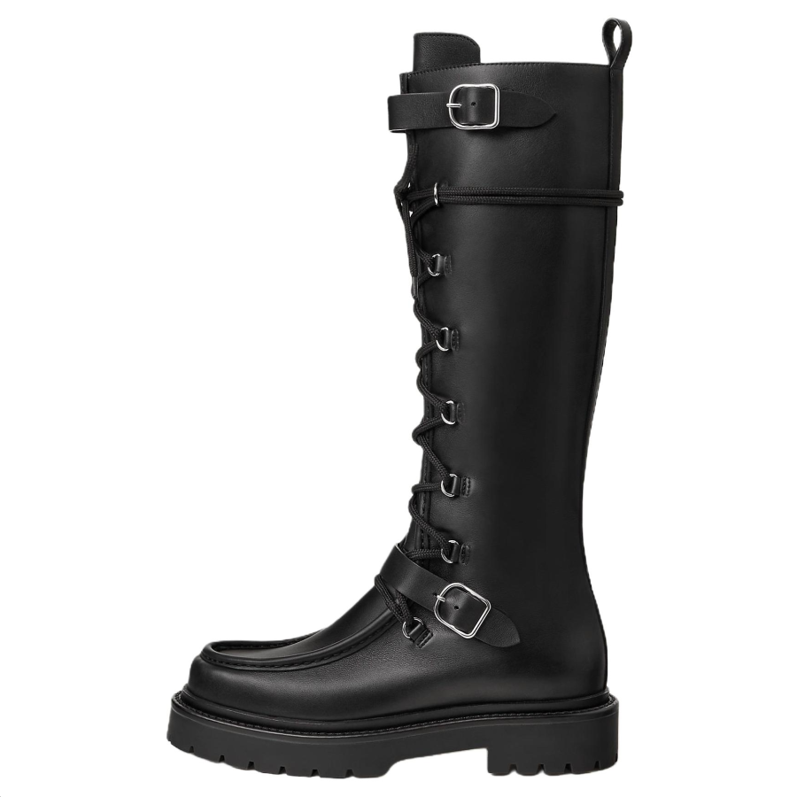 HERMES HERMES Landscape Knee high Boots 3.5cm Women's Black