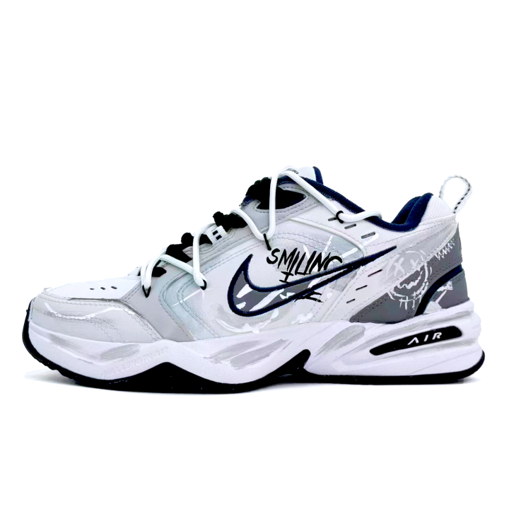 Nike Nike Air Monarch 4 Smiley Face Leather Low top Chunky Sneakers Unisex Gray New