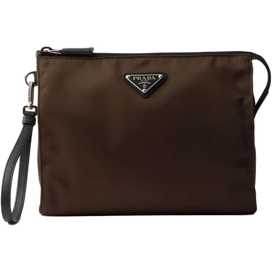 PRADA PRADA Re NylonSaffiano Recycled Polyamide Travel Storage Bag Unisex Brown