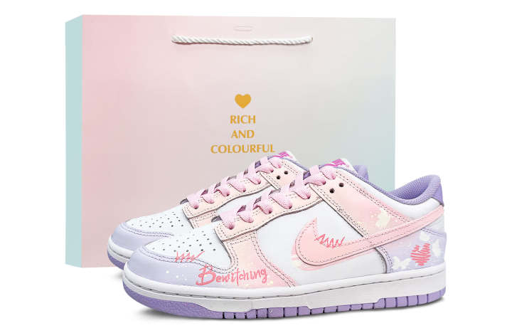 Nike Nike Dunk Phantom Butterfly Low top Kids' Skateboarding Shoes Pink Purple Teenagers