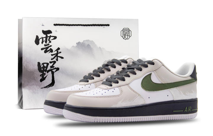 Nike Nike Air Force 1 Cushioning Abrasion Resistant Slip Resistant Low top Skateboard Shoes Unisex White Blue